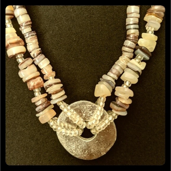 Handmade Metal & Beads Necklace - Picture 2 of 3